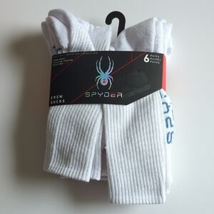 Spyder Active Sports White Crew Socks Size 6-12 Rn# 89888 6 Pairs New In Package